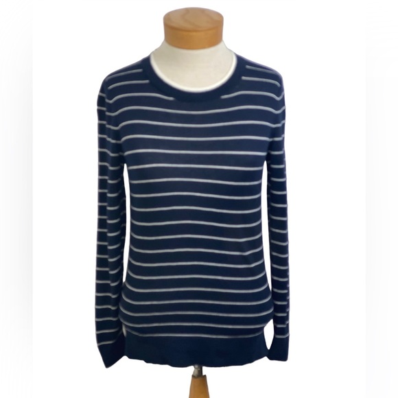 Banana Republic PetiteXS Blue and White Stripe Long Sleeve Sweater - Picture 1 of 8